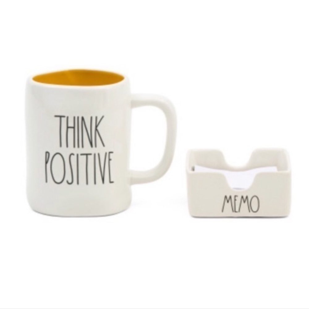 Rae Dunn THINK POSITIVE Ceramic Mug & MEMO Holder